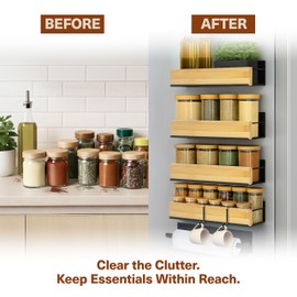 ARIBAGGI 4 Pack Magnetic Spice Rack for Refrigerator – Strong Magnetic Shelf for Fridge, 4 Large Spice Organizers, Paper Towel Holder & 8 Hooks – Kitchen Storage by Home Haven.