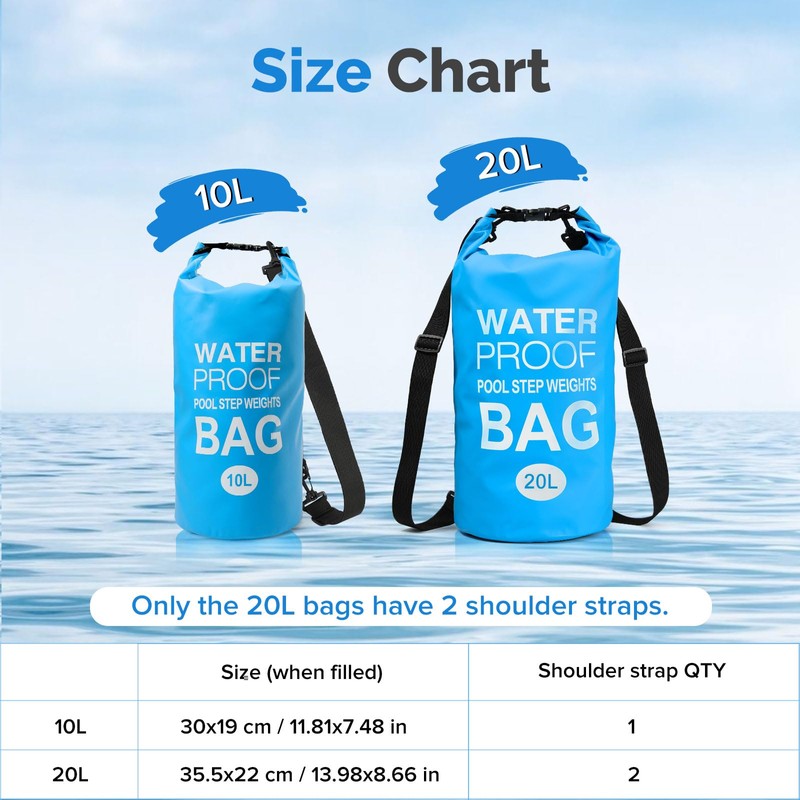 Yeabett Waterproof Dry Bag, 20L Waterproof Beach Bag with Adjustable