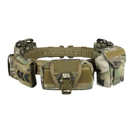 PIKEON Tactical Battle Belt Quick Release with Accessories Pouches 7 in 1 Belt for Men (CP)