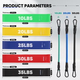 Fitnessbänder Resistance Bands Set mit 5 Widerstandsstufen, 8 Fitnessbänder Widerstandsbänder mit Knöchelriemen, Tragtasche, Gymnastikband für Muskelaufbau, Yoga, Pilates, Muskelaufbau, Physiotherapie