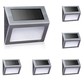 XLUX Solar Powered Lights for Deck Steps Stairs Fences Pathway Path, LED lamp, Outdoor Waterproof, White Light 6 Pack
