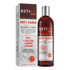 Botika Shampoo Anticaída Grisi - Shampoo libre de sulfatos y parabenos, Natural con Jalea Real, Romero, Ginseng y Vitaminas - Previene Caída de Cabell