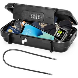 BQKOZFIN Security Key Box Wire Padlock 4 Digit Dial Dustproof Waterproof Anti-Theft Portable Small Large Capacity for Home Office Beach Travel 24x14x5.8cm Black