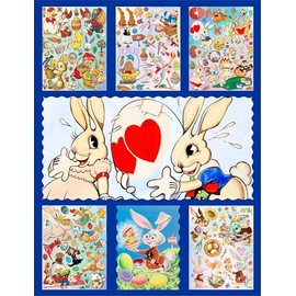 Holographic Stickers Pack # Easter Bunny Funny Cartoon HANATABA Vintage Art Deco Styled Wall Laptop Large Vinyl Hologram Stickers Easter