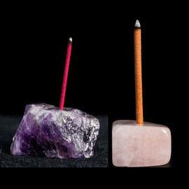 Leadigol Crystal Incense Burner Holder,2Pcs Incense Holder Meditation Incense Holder for Sticks, Healing Crystal Stone Incense Stick Holder