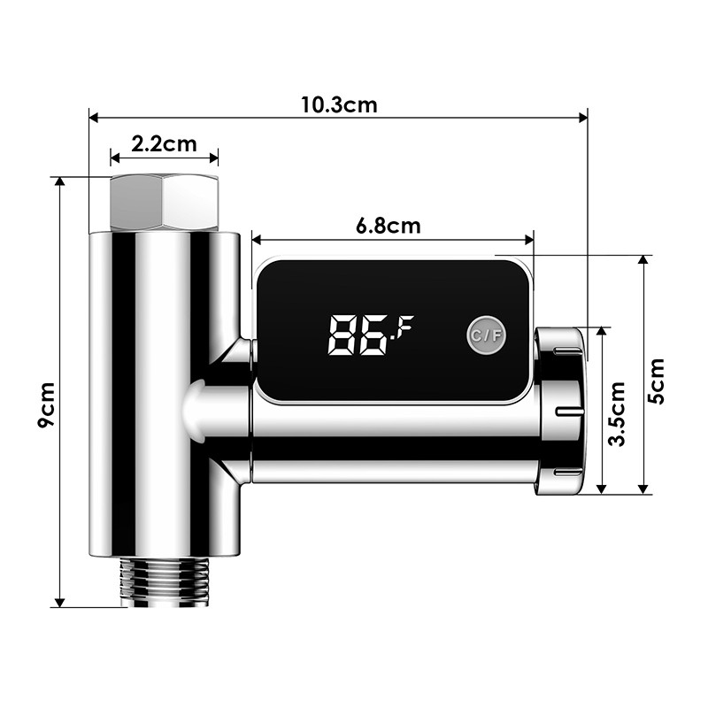 LED Water Thermometer ABS PC Water Temperature Meter with 360