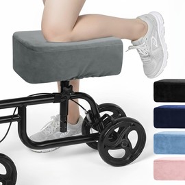 SPRING SEAON Knee Scooter Cushion - Short Fluff Knee Scooter Pads Relief Pain Removable Cover and Thick Memory Foam Cushion Insert Universal Fit Roller Accessories (Gray)
