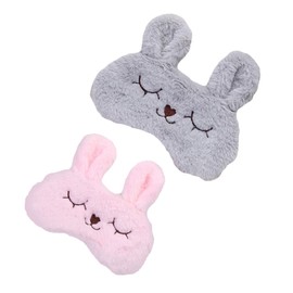 Baluue 2pcs Plush Rabbit Eyemask Soft Eyeshade for Comfortable Sleeping Mask for Travel Naps Relaxation for Blocking Light Includes Pink Grey Designs