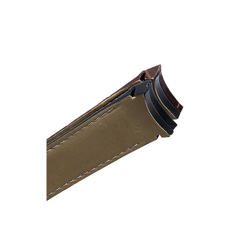 22mm 23mm 24mm Genuine Leather Curved End Watch Band Strap