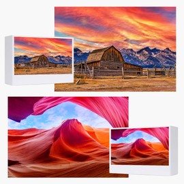 RECHIATO Jigsaw Puzzles for Adults, 2 Pack 1000 Pieces, Nature Landscape Mountain Scene National Park Challenging Puzzle Perfect for Family Activity Game Nights Gifts(Barn in Wyoming & Colorful Rock)