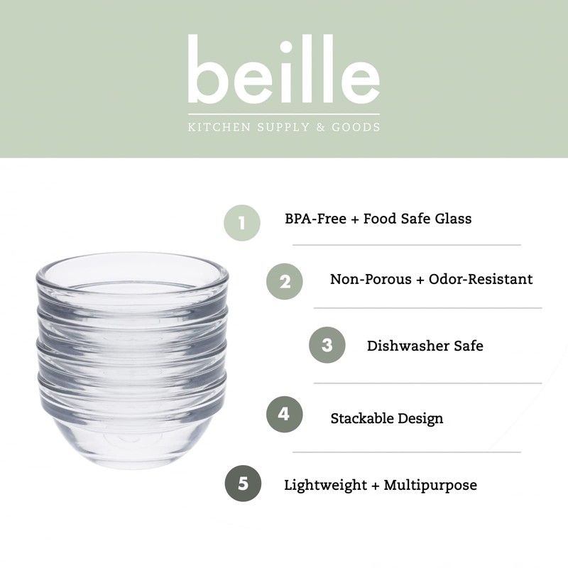 Beille 3.5 Inch Cooking Baking Supplies Glass Pinch Bowl Ramekins,