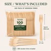 MAR Wooden Forks 100 Pack Disposable Cutlery Compostable for Parties