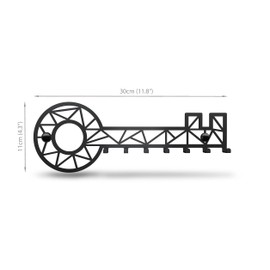 SirHoldeer Key Holder for Wall, Key Hooks Wall Mounted with 7 Hooks, Heavy Duty Key Hangers for Living Room Bathroom Kitchen Bedroom Black Metal Key Racks