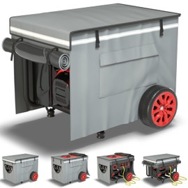 Generator Covers While Running, Generator Cover for Outside Heavy Duty Waterproof, 600+210D Double Layer Production,with Storage Bag, 38 "L x 28" W x 27 "H, for 12000W+ Frame Type Generators,Gray