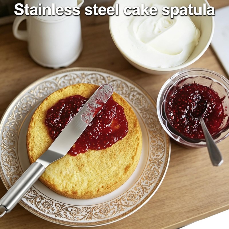 Stainless Steel Curved Icing Spatulas Set 2pc for Home Bakers