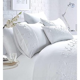 Belle Maison Papillon Duvet Set, Polycotton, White, Single
