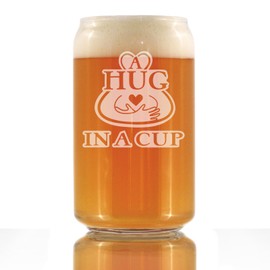 Hug in a Cup - Beer Can Pint Glass - Sympathy Gifts for Comfort and Encouragement - 16 oz Glasses