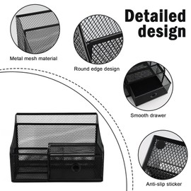 Yomjarl Mail Organizer,Metal Mail Holder Countertop Envelope Organizer with Cutout Design,Desk Organizers and Accessories for Filing,File,Folders,Letter,Paper Basket for Desktop,Office Supplies