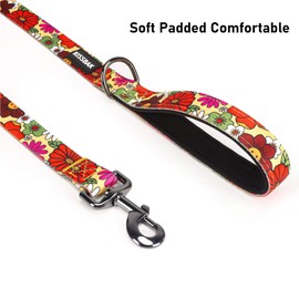 KISSBAK Dog Leash for Large Dogs - Comfortable Padded Handles,Premium Floral Sunflower Dog Training Leash,Walking Lead for Dogs (Lotus Flower, Large (1 Inch x 6 Feet))