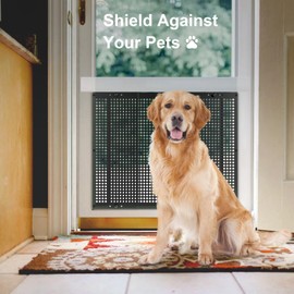 Safoner Premium Adjustable RV Entry Screen Door Grille, Adjusts from 22"- 31.5", Aluminum Alloy Protector Guard for RV, Camper- Black