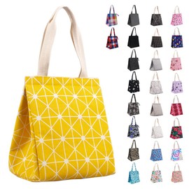 iknoe Insulated Lunch Bag for Women, 9L Sturdy Wide-Open Foldable & Portable Lunch Tote with Interior Pockets, Water-resistant Thermal Lunch Cooler for Adults Picnic Beach (Yellow)