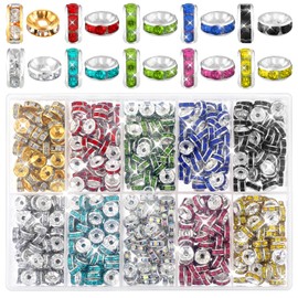 Spacer Beads for Bracelets Spacer Beads Rhinestone Jewellery Beads Rhinestone Spacer Beads Rondelle Beads Rhinestone Metal Beads Flat Metal Beads Rhinestone Spacer Round Rhinestone Beads Pack of 700