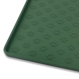 Ptlom Pet Placemat for Dog and Cat, Waterproof Silicone Pet Feeding Bowl Mats for Food and Water, Small Medium Large Dogs Mat Prevent Residues from Spilling to Floor, Hunter Green, 18" 12"