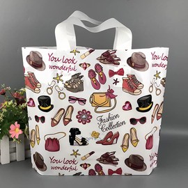 50 Count 9.8" x 11.8" Plastic Merchandise Bags, Shopping Bags, Retail Bags, Gift Bags with Handles - Wardrobe (More Patterns Available)