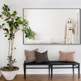 Bonverre 27x40 Inch Black Bathroom Mirror for Wall, Aluminum Frame Rectangle Rectangular Vanity Mirror, Modern Large for Bedroom, Living Room, Horizontal or Vertical