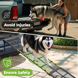 Dog Ramp for Car, 74x20 Inches Outdoor Portable Dog Ramps for Large Dogs with Reflective Strips, Non-Slip Surface Pet Ramp (Support Up to 150LBS)