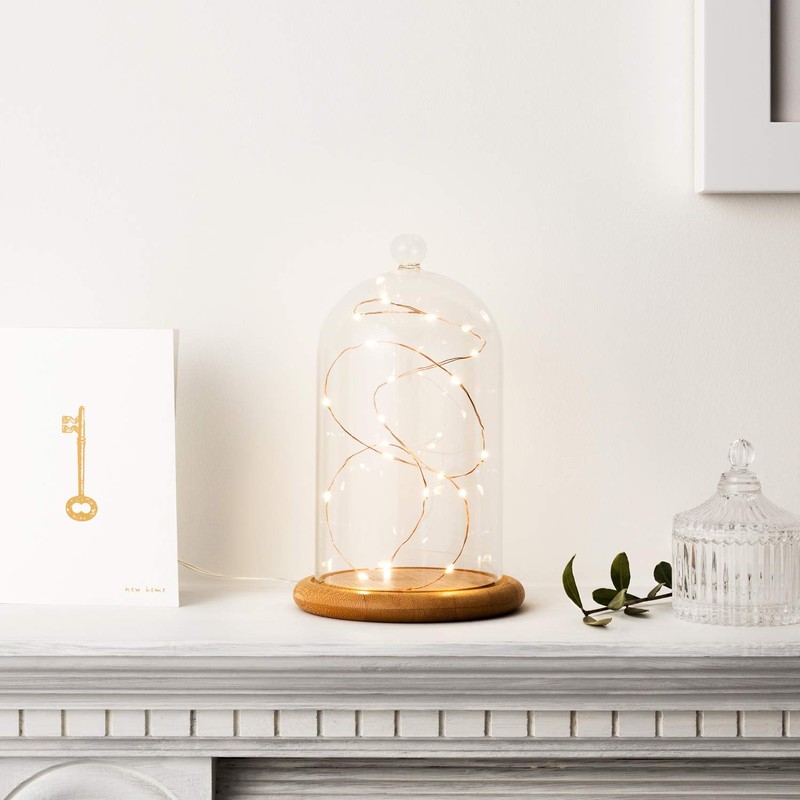 Lights4fun Regular Glass Cloche Bell Jar Display Dome with Wooden