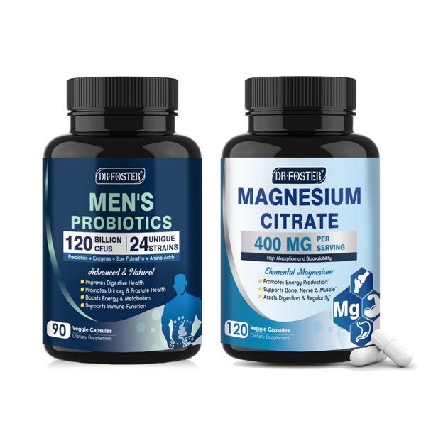 DRFOSTER Probiotics for Men and Magnesium Citrate Capsules
