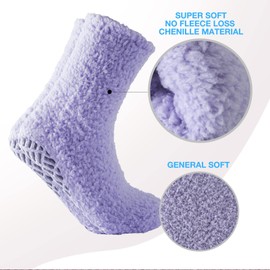 Bulinlulu 5 Pairs Women's Plush Polyester Solid Color Quarter Crew Socks with Reinforced Toe and Non-slip