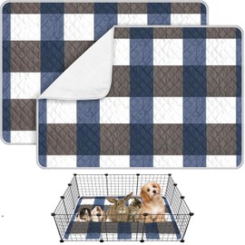 2 Pack Large Guinea Pig Cage Liner, 31''x 47'' Hamster Pee Pad Bedding Washable &Air Dried Pee Pad, Absorbent Rabbit Cage Liner for Small Animals Chinchillas Rabbits Bunny
