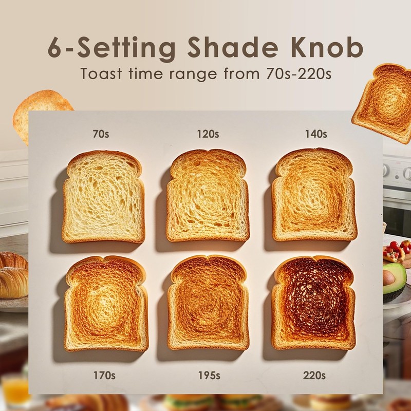 Roter Mond 4 Slice Toaster Retro Stainless Steel Toaster with
