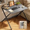 Huuger Folding Desk with 3-Level Adjustable Height and Tablet Slot,