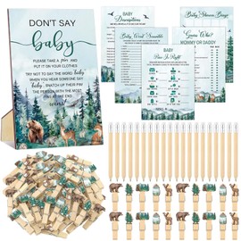 Patelai Let the Adventure Begin Baby Shower Games 321 Pcs Set 5 Games Include Baby Shower Bingo Price Is Right Guess Who Mommy or Daddy Word Scramble Prediction and Well Wishes with 20 Matching Pencil