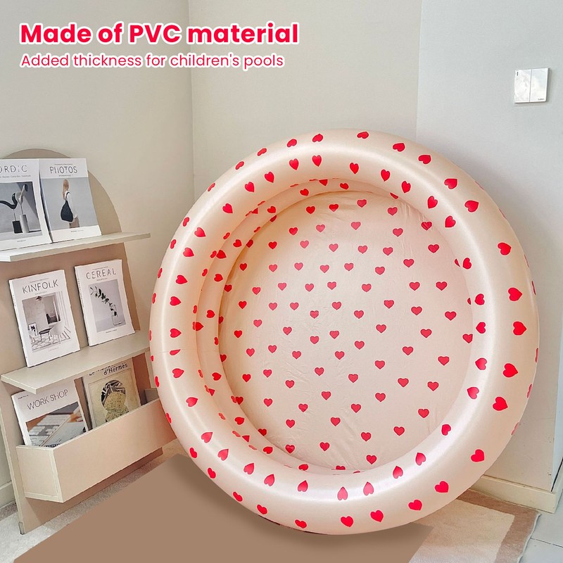 Round Inflatable Swimming Pool Vintage Heart Pattern Thicken Kids Paddling