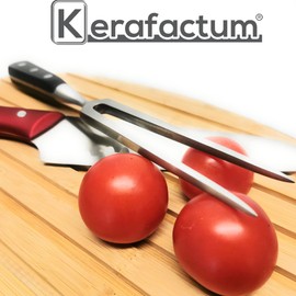 Kerafactum Meat Fork Grill Fork Roasting Fork Fixed Carving Fork Large Meat Fork for Meat Roasting Roast Pieces Grill Meat Fork Stainless Steel Heavy Quality 29 cm Meat Fork