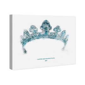 Wynwood Studio Fashion and Glam Traditional Canvas Art - Aquamarine Tiara, Wall Art for Living Room, Bedroom, and Bathroom, 36 in x 30, Blue and White Home Decor