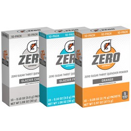 Gatorade G Zero Powder, Glacier Cherry Variety Pack, 0.10oz Individual Packets - 10 Count (Pack of 5)