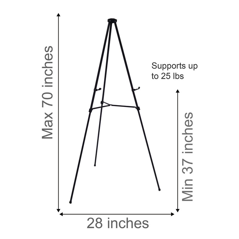 Lightweight Aluminum Telescoping Display Easel, 70 Inches, Black (2)