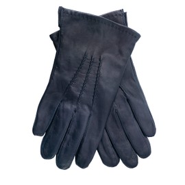 EEM Mens Soft Italian Leather Gloves Soft Fleece Lined Classic Shape, navy