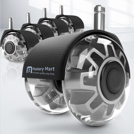 MASTERY MART Mastery Mart Office Chair Caster Wheels for Hardwood and Carpet Floors Heavy Duty Quiet Smooth Rollerblade Wheels Replace Office Chair Mat Universal Size 11x22mm Not Compatible with 1KEA Set of 5 Grey