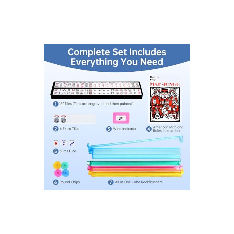 American Mahjong Tile Set Include 166 Tiles 4 All-in-One Mahjong
