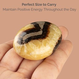 Septarian Palm Stone, Oval Shaped Crystals and Healing Stones- Pocket Worry Stone for Anxiety and Stress Relief - Healing Crystals for Meditation, Reiki, Spiritual and Crystal Gifts