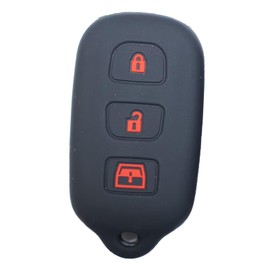 Silicone Key Fob Cover, Remote Key Protector Fit for Toyota 1999-2009 4Runner 2001-2008 Toyota Sequoia, 4 Buttons Keyless Remote Holder HYQ12BBX HYQ12BAN HYQ1512Y (Black-red)