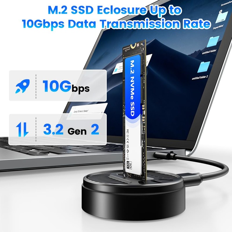 M.2 NVMe & SATA SSD Docking Station, 10Gbps SSD Reader