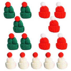 JOINPAYA 24pcs Christmas Mini Knitting Hats: Miniature Doll Hat Dollhouse Mini Santa Hats Ornaments for Xmas Party Decor Dollhouse Accessories