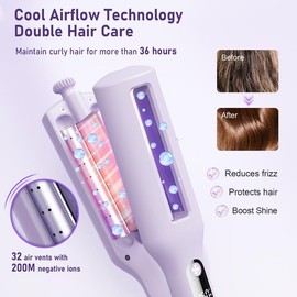Adjustable for Easy Comfort Styling Hair Wavers With Cool Airflow Negative Ionic crimper curling  iron Curler curly  tools beachwavercurls 🌸 Adjustable Temperature heated  brush curl iron wavy  talk lazy curl wave curl hair curler